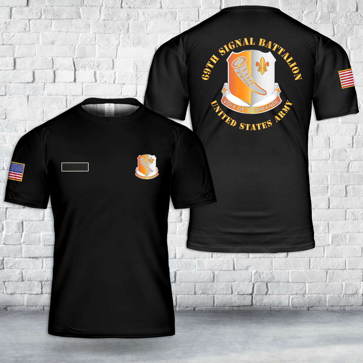 Custom Name US Army 69th Signal Battalion T-Shirt 3D