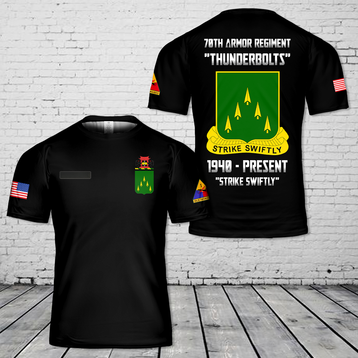 Custom Name US Army 70th Armor Regiment T-Shirt 3D
