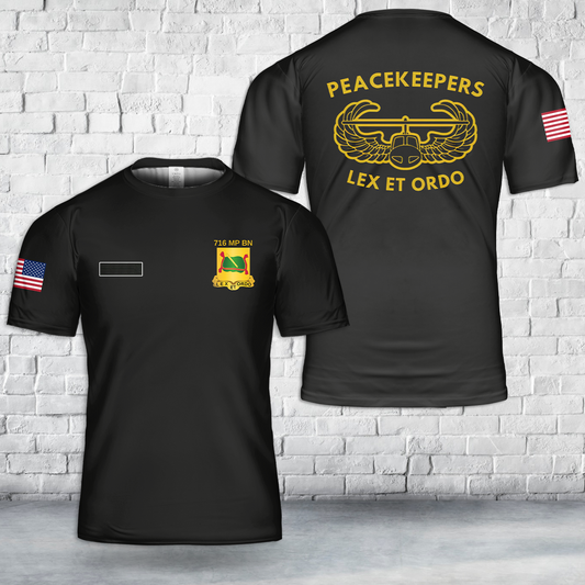 Custom Name US Army 716th Military Police Battalion T-Shirt 3D