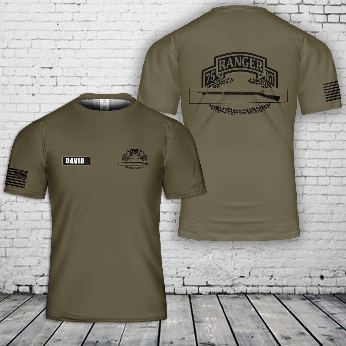 Custom Name US Army 75th Ranger CIB Combat Ribbon Award Badge 3D T-Shirt