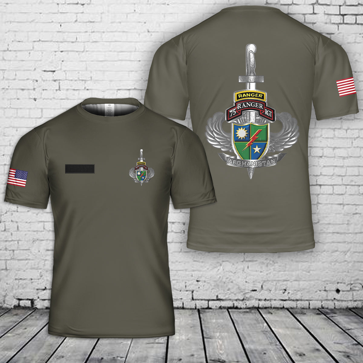 Custom Name US Army 75th Ranger Regiment Afghanistan Veteran T-Shirt 3D