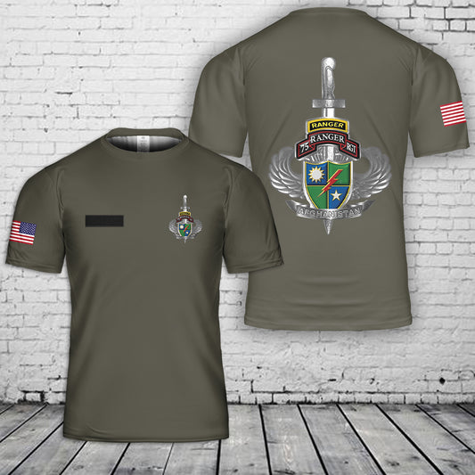 Custom Name US Army 75th Ranger Regiment Afghanistan Veteran T-Shirt 3D