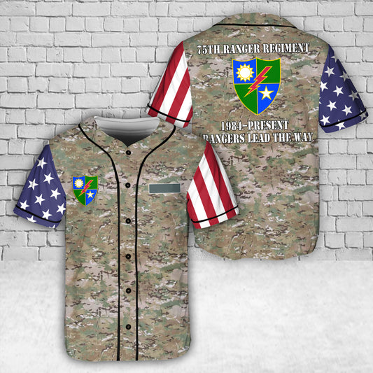 Custom Name US Army 75th Ranger Regiment Baseball Jersey