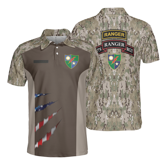 Custom Name US Army 75th Ranger Regiment Polo Shirt