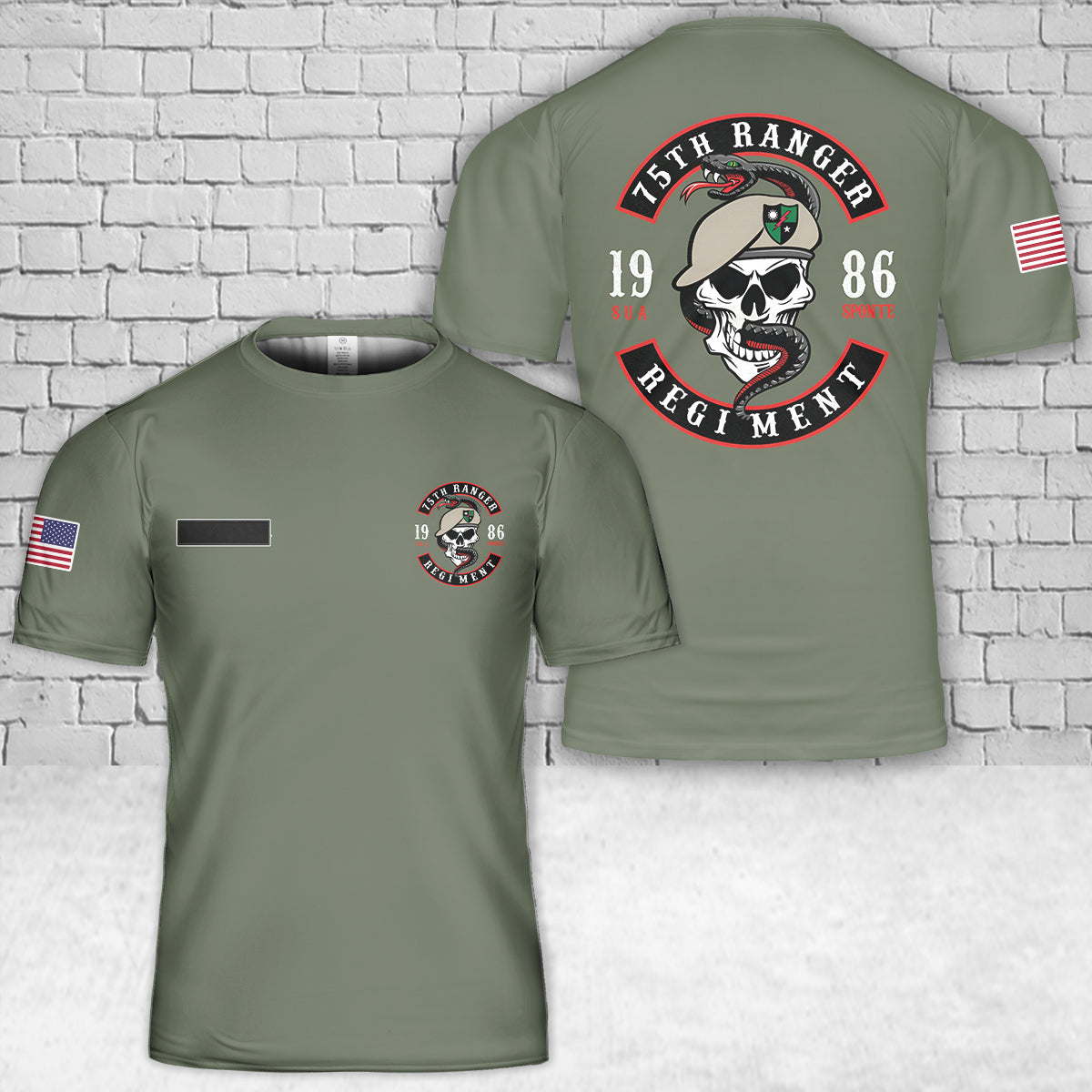 Custom Name US Army 75th Ranger Skull And Snake T-Shirt 3D – Merch Gears