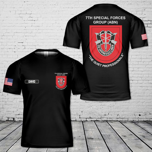 Custom Name US Army 7th Special Forces Group 3D T-Shirt