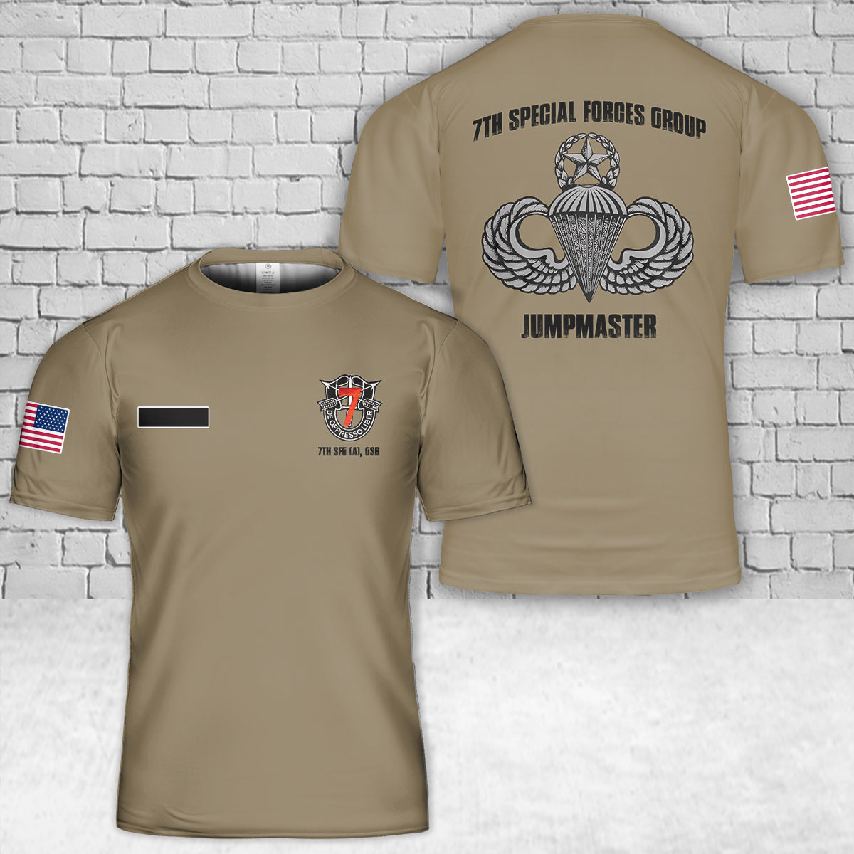 Custom Name US Army 7th Special Forces Group (7th SFG) T-Shirt 3D