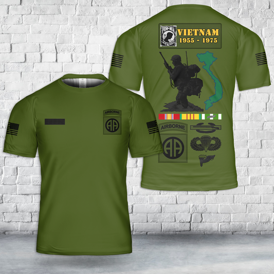 Custom Name US Army 82nd ABN Viet Nam T-Shirt 3D