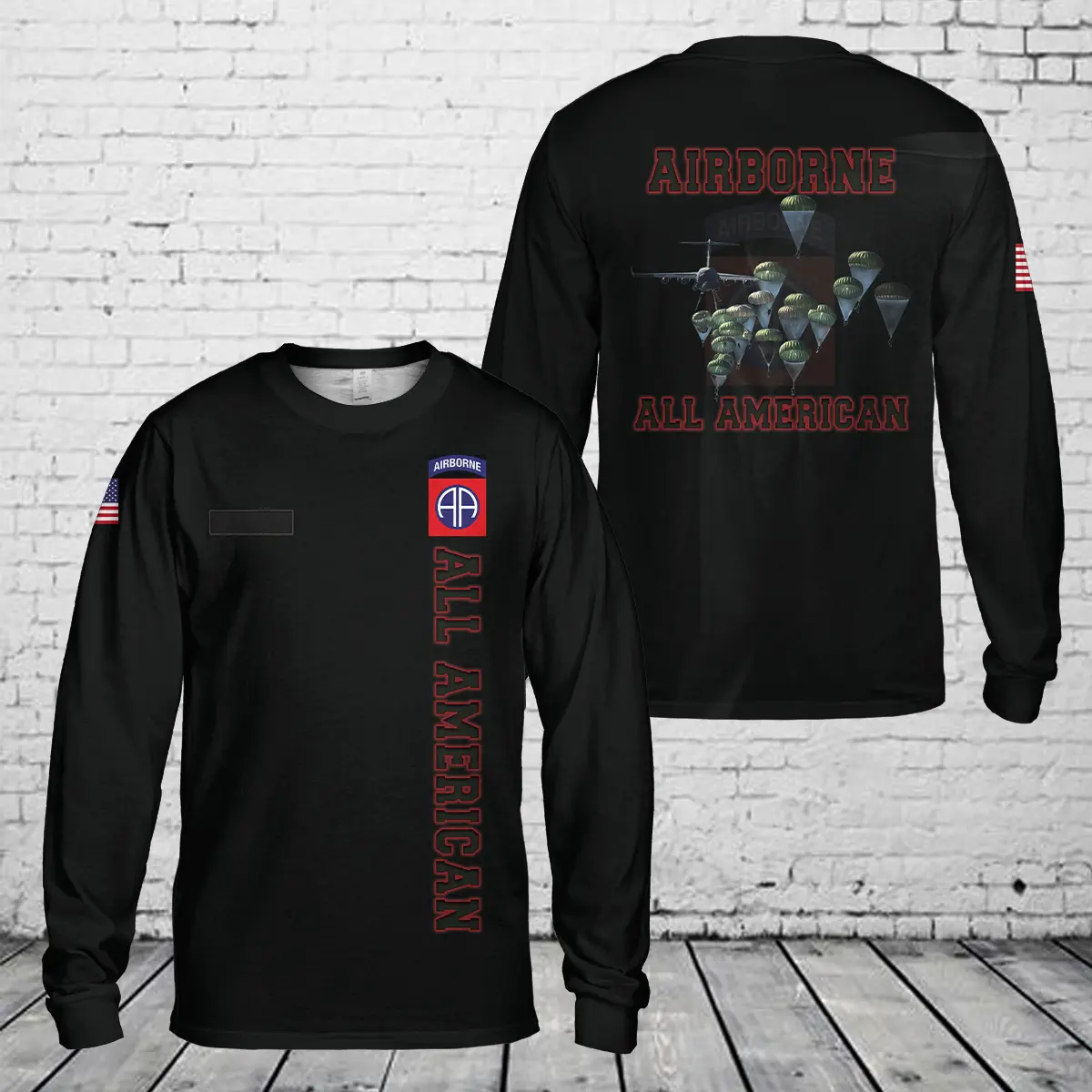 Custom Name US Army 82nd Airborne "All American" AOP Long Sleeve Shirt
