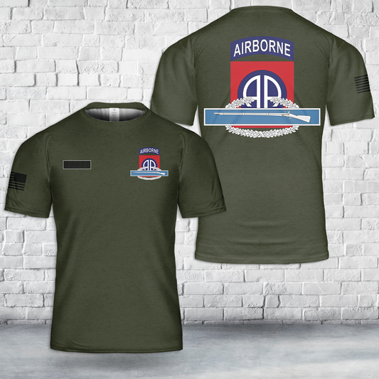 Custom Name US Army 82nd Airborne Combat Infantry Badge CIB T-Shirt 3D