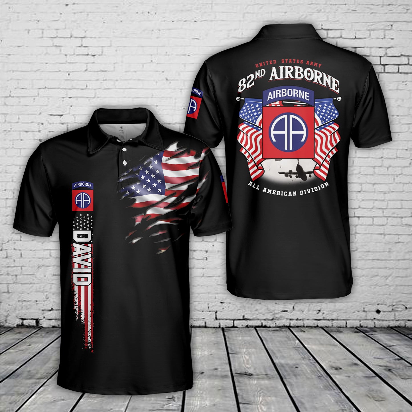 Custom Name US Army 82nd Airborne Division - All American Division Polo Shirt