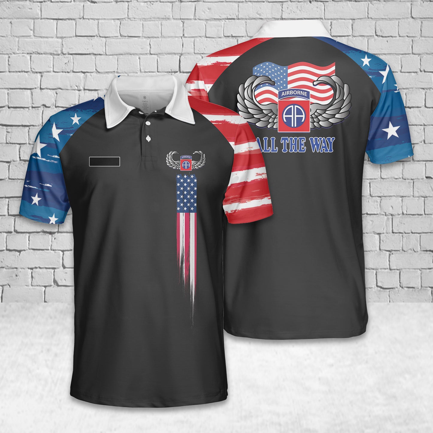 Custom Name US Army 82nd Airborne Division - All The Way, 4th Of July Polo Shirt
