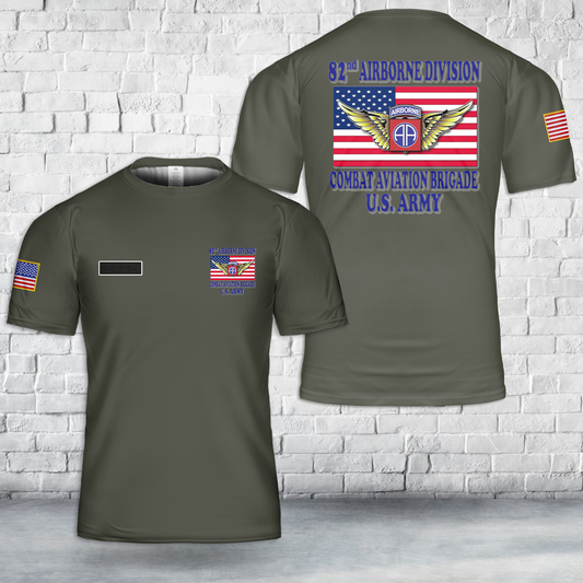 Custom Name US Army 82nd Airborne Division - Combat Aviation Brigade T-Shirt 3D