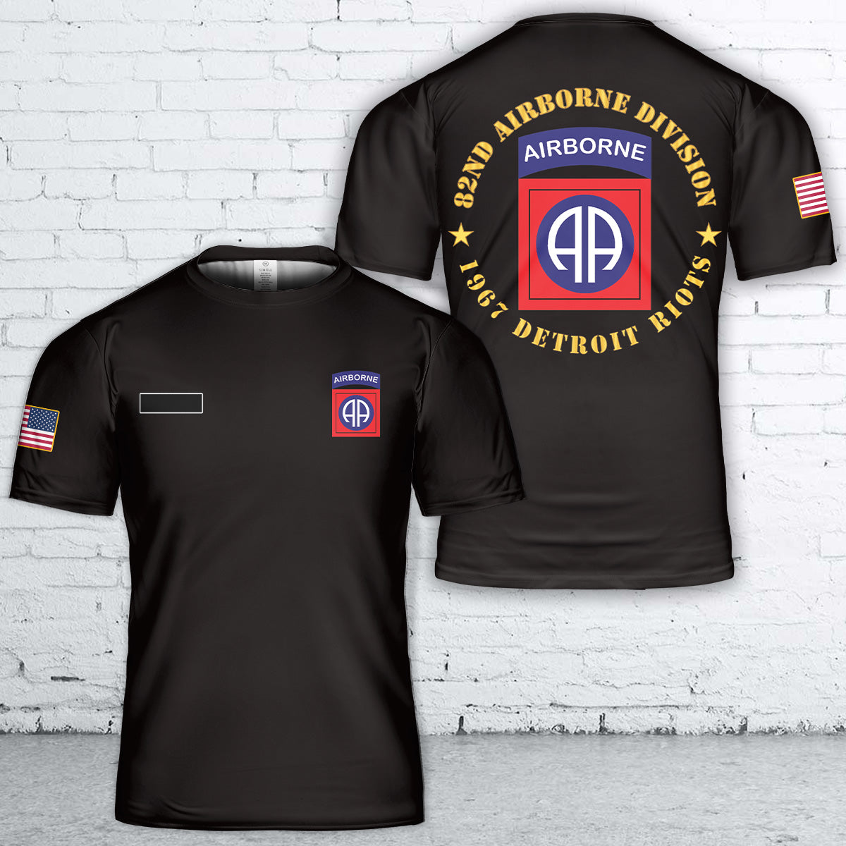 Custom Name US Army 82nd Airborne Division 1967 Detroit Riots T-Shirt 3D