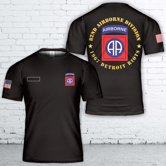 Custom Name US Army 82nd Airborne Division 1967 Detroit Riots T-Shirt 3D