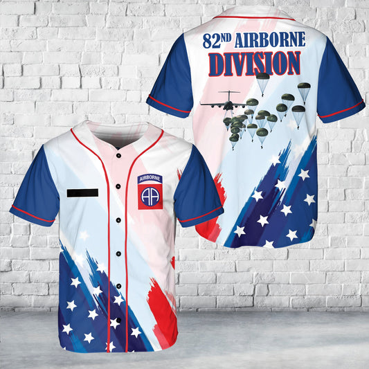 Custom Name US Army 82nd Airborne Division, 4th Of July Baseball Jersey