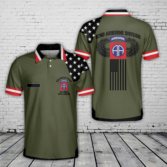 Custom Name US Army 82nd Airborne Division, 4th Of July Polo Shirt