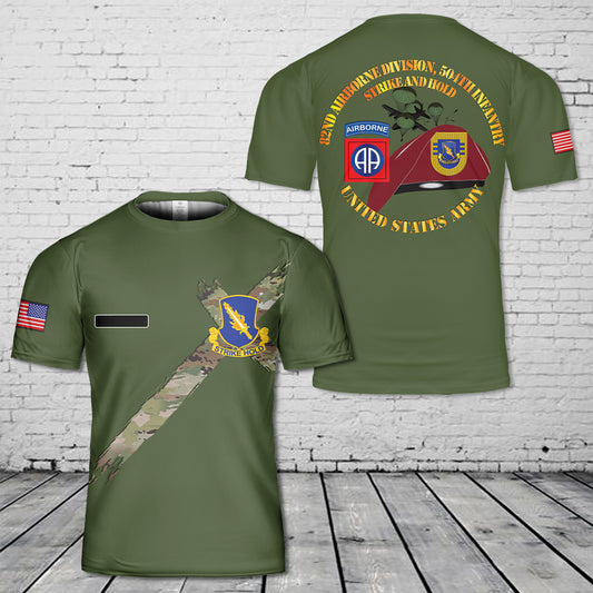 Custom Name US Army 82nd Airborne Division 3/504th Parachute Infantry Regiment T-Shirt 3D