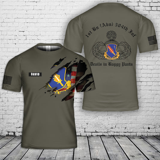 Custom Name US Army 82nd Airborne Division 504th Infantry Regiment 3D T-Shirt