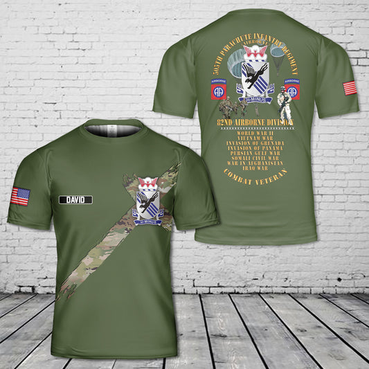 Custom Name US Army 82nd Airborne Division 505th Parachute Infantry Regiment T-Shirt 3D
