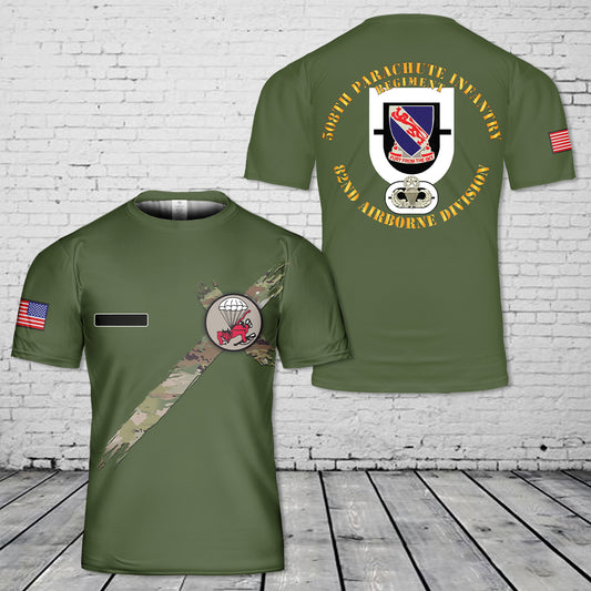 Custom Name US Army 82nd Airborne Division 508th Parachute Infantry Regiment T-Shirt 3D