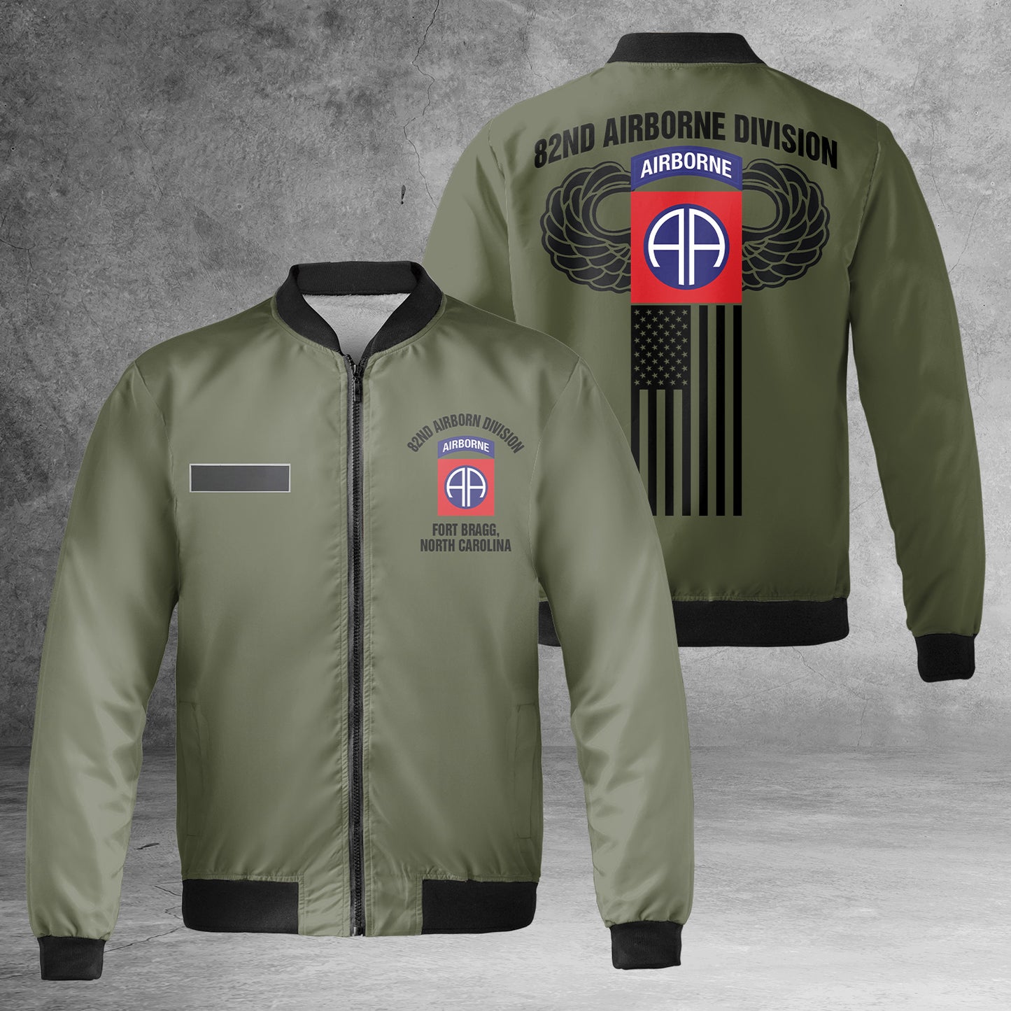 Custom Name US Army 82nd Airborne Division AOP Fleece Bomber Jacket