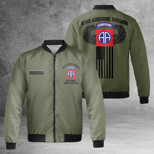 Custom Name US Army 82nd Airborne Division AOP Fleece Bomber Jacket