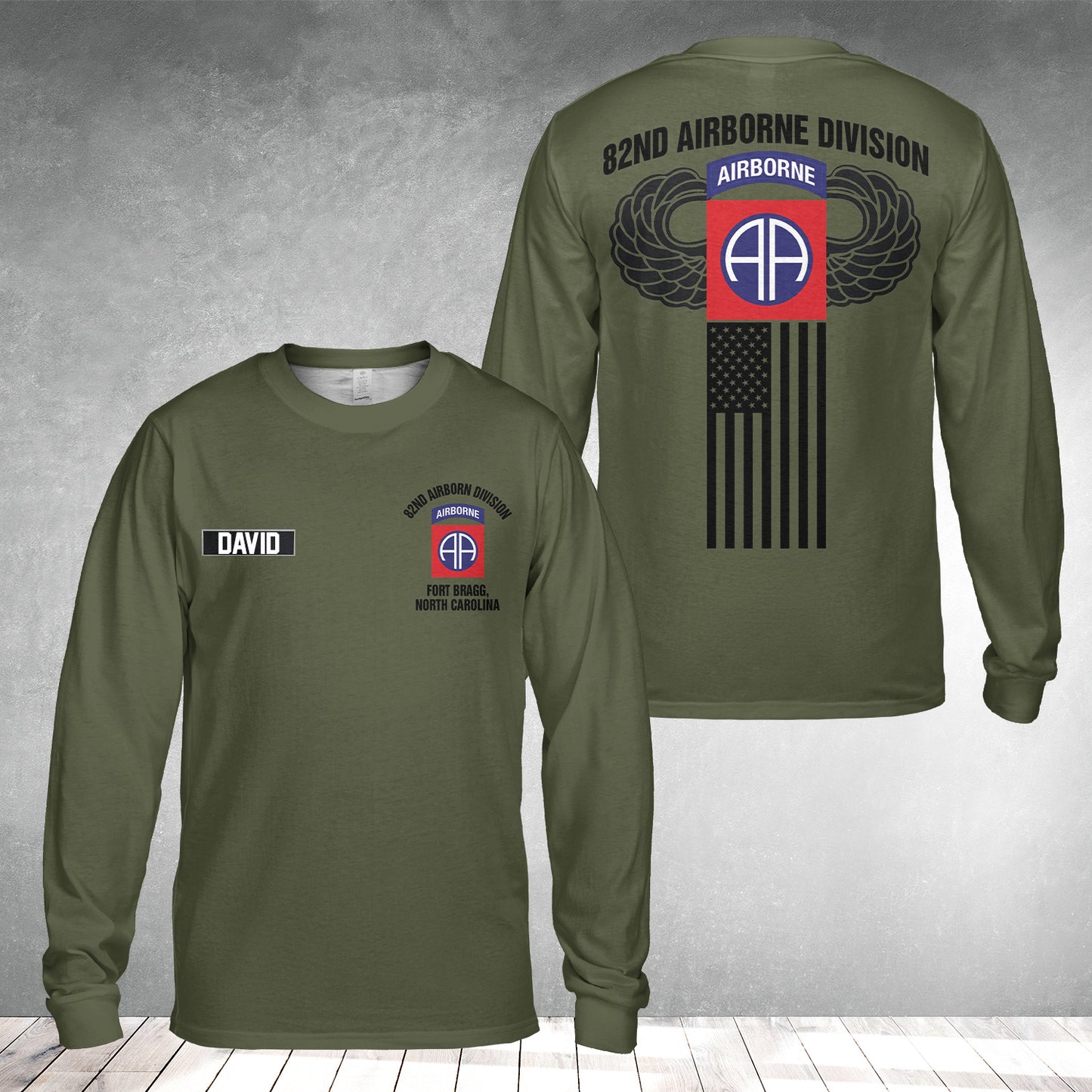 Custom Name US Army 82nd Airborne Division AOP Long Sleeve Shirt