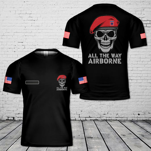Custom Name US Army 82nd Airborne Division Beret T-Shirt 3D