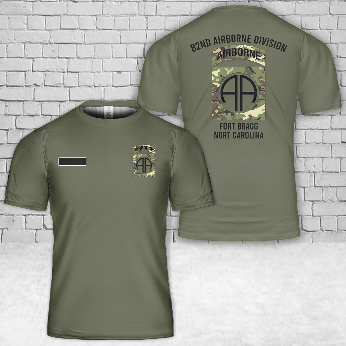 Custom Name US Army 82nd Airborne Division Camo T-Shirt 3D