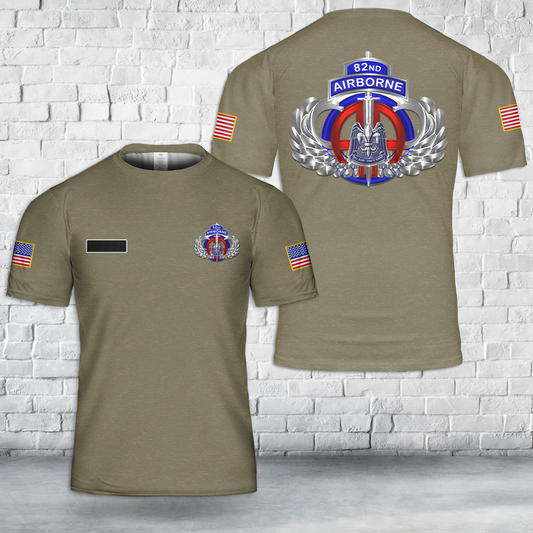 Custom Name US Army 82nd Airborne Division Dagger Wings T-Shirt 3D