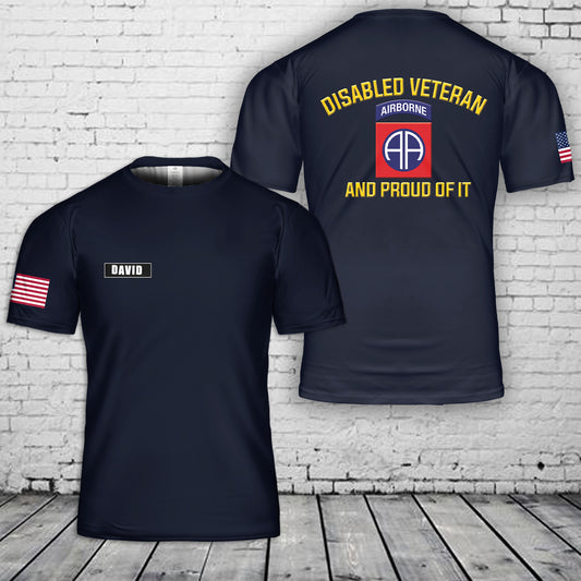 Custom Name US Army 82nd Airborne Division Disabled Veteran 3D T-Shirt