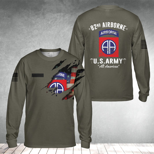 Custom Name US Army 82nd Airborne Division Long Sleeve Shirt