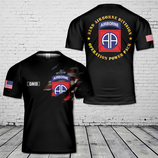 Custom Name US Army 82nd Airborne Division Operation Power Pack 3D T-Shirt