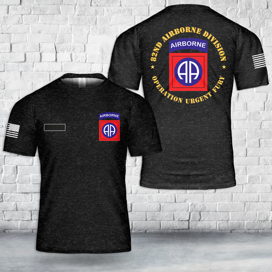 Custom Name US Army 82nd Airborne Division Operation Urgent Fury T-Shirt 3D