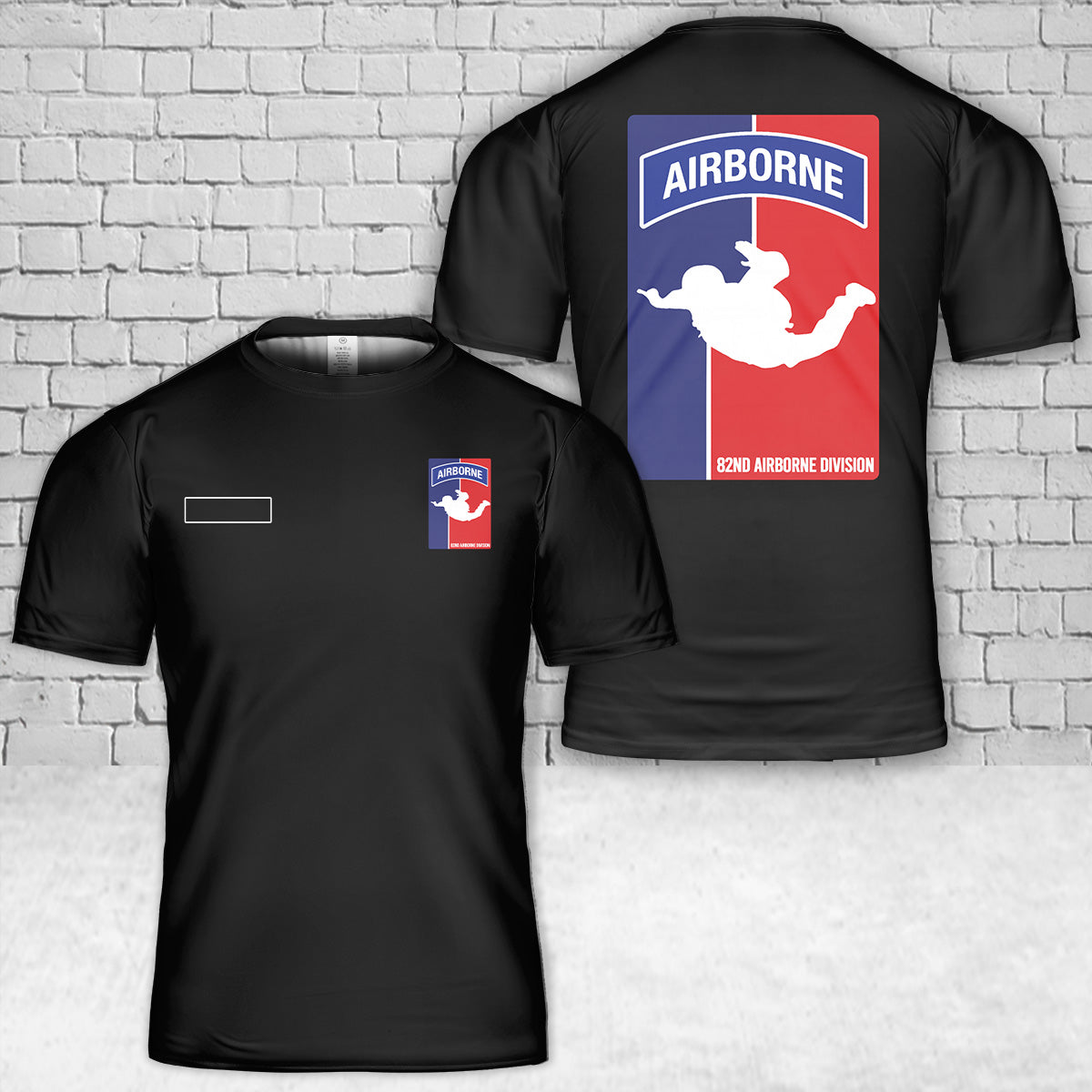 Custom Name US Army 82nd Airborne Division Paratrooper T-Shirt 3D