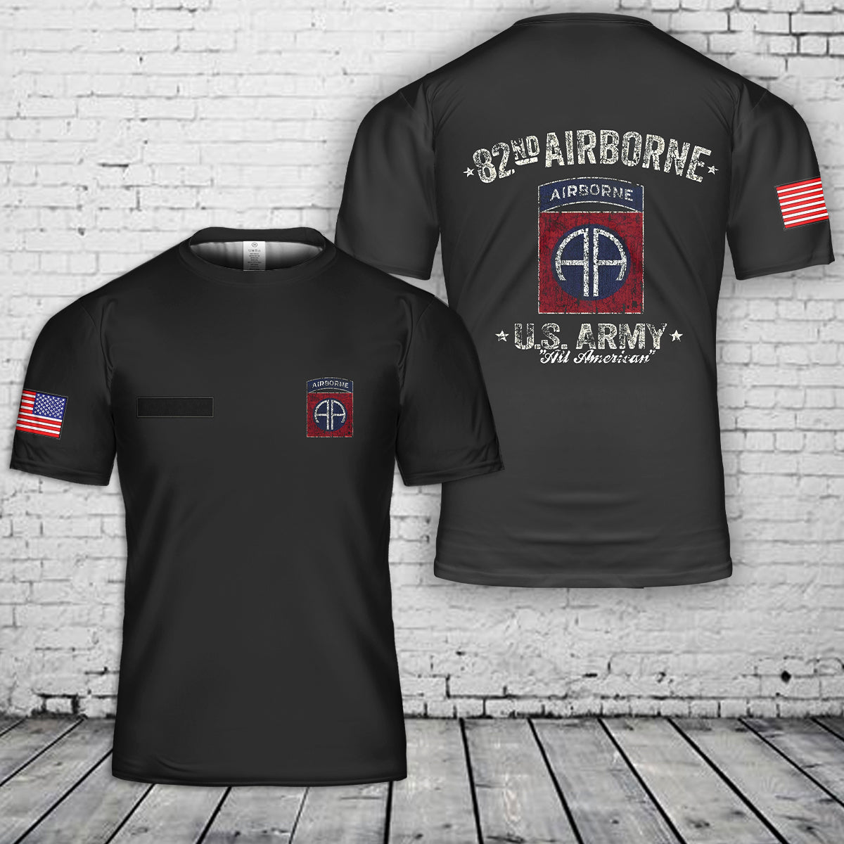 Custom Name US Army 82nd Airborne Division Retro T-Shirt 3D