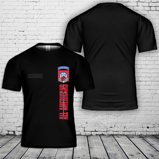 Custom Name US Army 82nd Airborne Division Sword of St Michael T-Shirt 3D