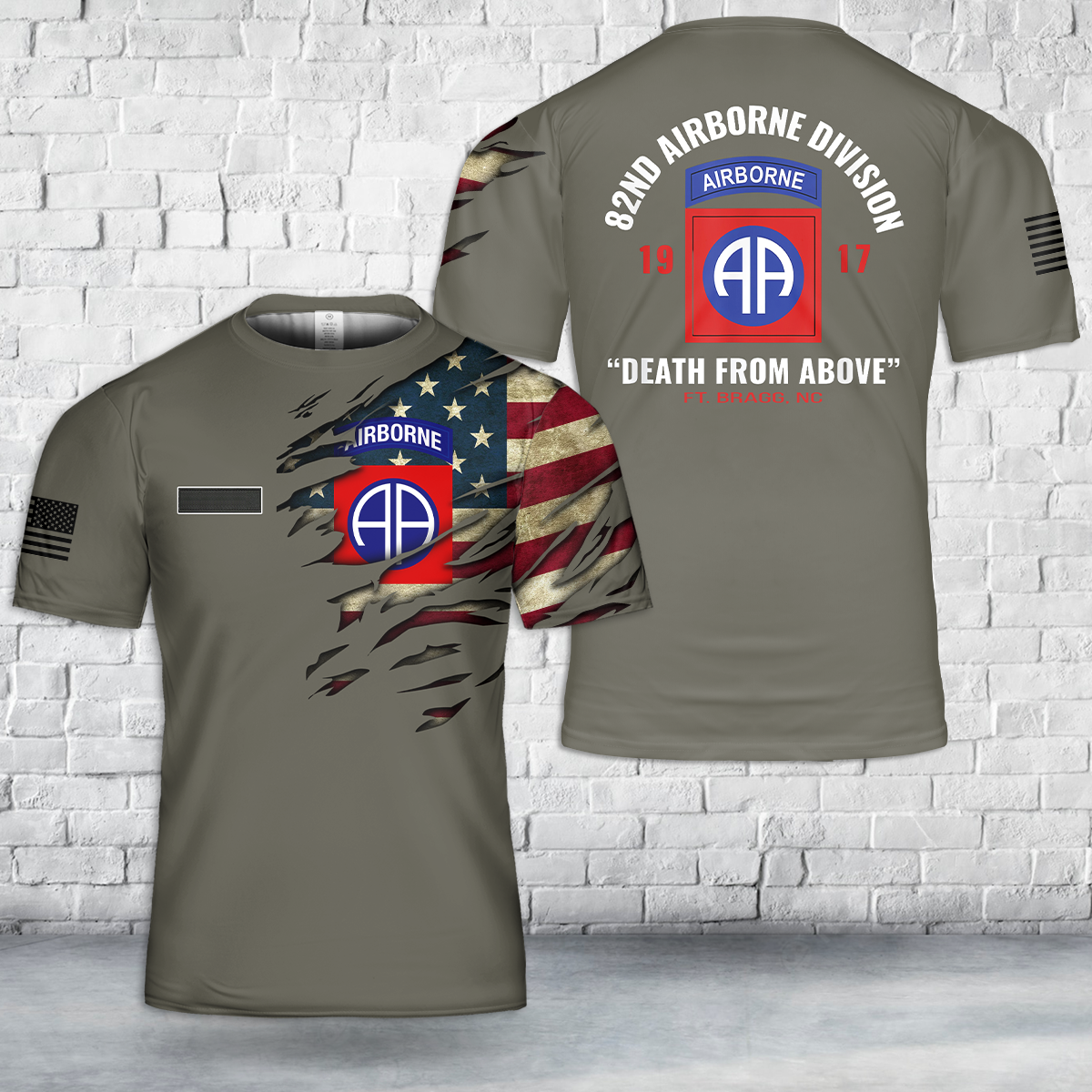 Custom Name US Army 82nd Airborne Division T-Shirt 3D