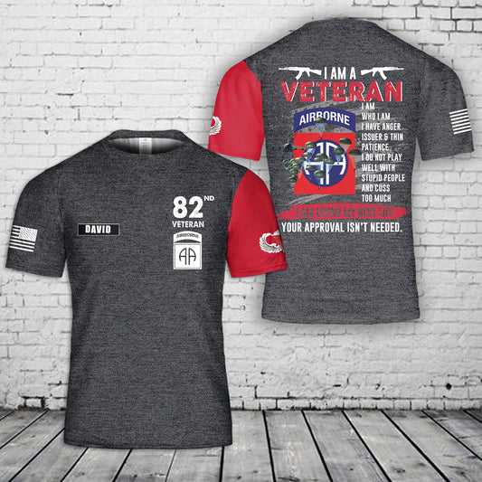 Custom Name US Army 82nd Airborne Division Veteran 3D T-Shirt