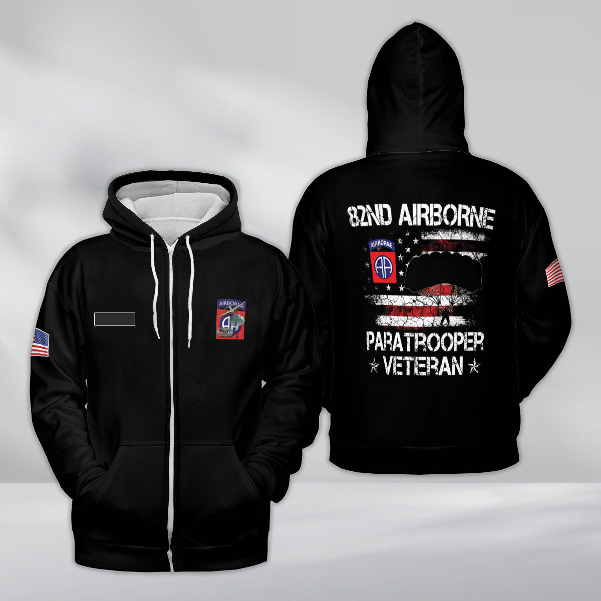 Custom Name US Army 82nd Airborne Division Veteran AOP Zip Hoodie