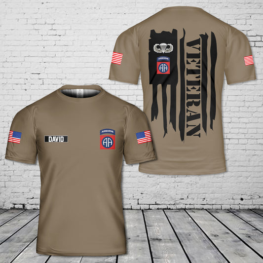 Custom Name US Army 82nd Airborne Division Veteran Paratrooper 3D T-Shirt
