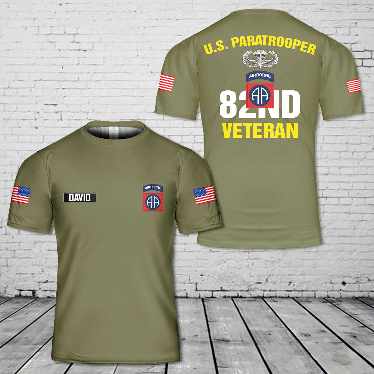 Custom Name US Army 82nd Airborne Division Veteran Paratrooper 3D T-Shirt