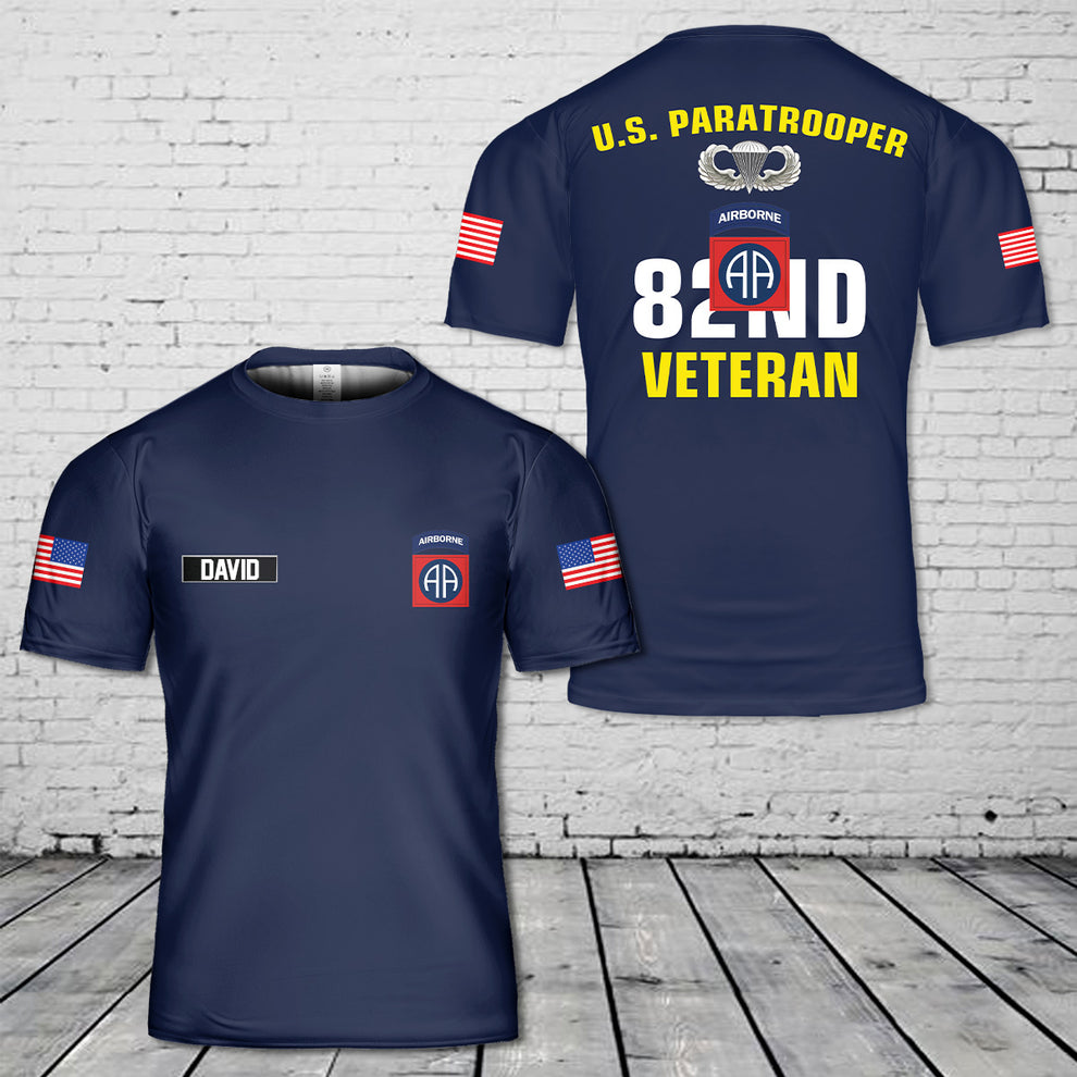 Custom Name US Army 82nd Airborne Division Veteran Paratrooper 3D T-Sh ...