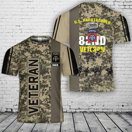 Custom Name US Army 82nd Airborne Division Veteran Paratrooper 3D T-Shirt