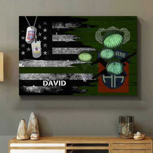 Custom Name US Army 82nd Airborne Division Veteran Paratrooper Canvas NLSI2505PT13