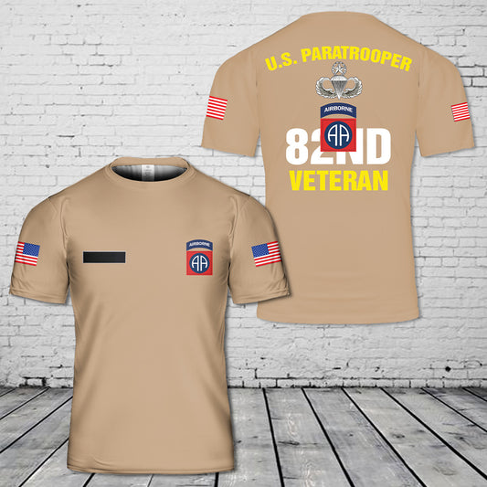 Custom Name US Army 82nd Airborne Division Veteran Paratrooper T-Shirt 3D