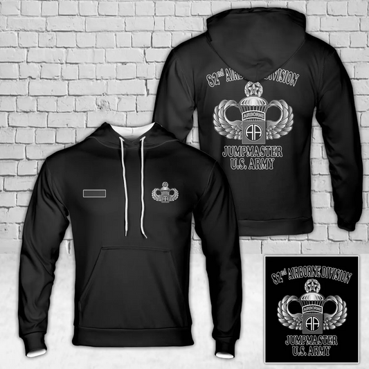 Custom Name US Army 82nd Airborne Jumpmaster - Master Jump Wings Hoodie 3D