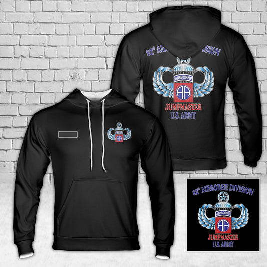Custom Name US Army 82nd Airborne Jumpmaster - Master Jump Wings Hoodie 3D
