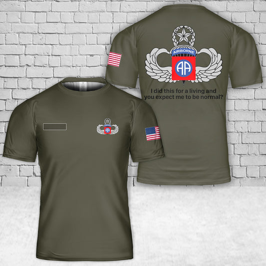 Custom Name US Army 82nd Airborne Master Jump Wings T-Shirt 3D